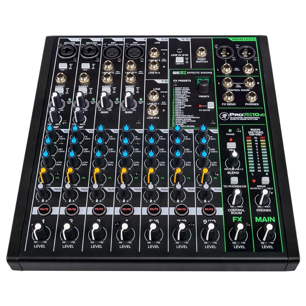 Mackie Analog Mixers Mackie Profx 10v3 10 Channel Professional Effect Mixer with USB
